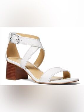 NWOB Michael Kors Ashton White Crisscros Block Heel Sandals